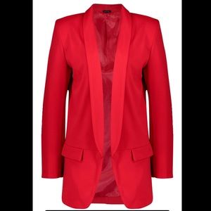 Boohoo Oversized Tailored Red Blazer- Sz 4/ NWT